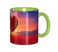 Tazze in ceramica bicolore, 11 once, elegante tazza da caffè in ceramica con fiore a forma di cuore 3D e interno colorato, tazza da tè, tazze da caffè per casa, ufficio e cucina