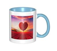 Tazze in ceramica bicolore, 11 once, elegante tazza da caffè in ceramica con fiore a forma di cuore 3D e interno colorato, tazza da tè, tazze da caffè per casa, ufficio e cucina