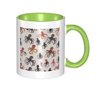 Tazze in ceramica bicolore, 11 once, elegante tazza da caffè in ceramica con interno colorato a forma di polpo in 3D, tazze da caffè per casa, ufficio e cucina