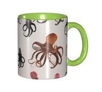 Tazze in ceramica bicolore, 11 once, elegante tazza da caffè in ceramica con interno colorato a forma di polpo in 3D, tazze da caffè per casa, ufficio e cucina
