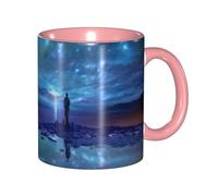 Tazze in ceramica bicolore, 11 once, elegante tazza da caffè in ceramica con interno colorato e motivo aurora boreale in 3D, tazze da caffè per casa, ufficio e cucina