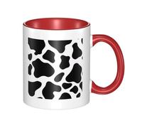 Tazze in ceramica bicolore, 11 once, elegante tazza da caffè in ceramica con motivo a mucca in 3D, all'interno colorato, tazza da tè, tazze da caffè per casa, ufficio e cucina