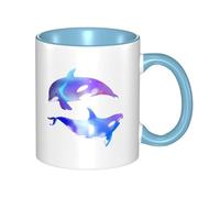 Tazze in ceramica bicolore, 11 once, elegante tazza da caffè in ceramica con orca assassina in 3D e interno colorato, tazza da tè, tazze da caffè per casa, ufficio e cucina