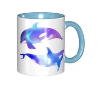 Tazze in ceramica bicolore, 11 once, elegante tazza da caffè in ceramica con orca assassina in 3D e interno colorato, tazza da tè, tazze da caffè per casa, ufficio e cucina