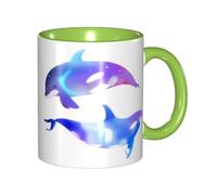 Tazze in ceramica bicolore, 11 once, elegante tazza da caffè in ceramica con orca assassina in 3D e interno colorato, tazza da tè, tazze da caffè per casa, ufficio e cucina
