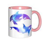 Tazze in ceramica bicolore, 11 once, elegante tazza da caffè in ceramica con orca assassina in 3D e interno colorato, tazza da tè, tazze da caffè per casa, ufficio e cucina