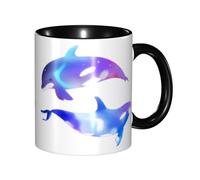 Tazze in ceramica bicolore, 11 once, elegante tazza da caffè in ceramica con orca assassina in 3D e interno colorato, tazza da tè, tazze da caffè per casa, ufficio e cucina