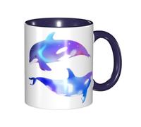 Tazze in ceramica bicolore, 11 once, elegante tazza da caffè in ceramica con orca assassina in 3D e interno colorato, tazza da tè, tazze da caffè per casa, ufficio e cucina
