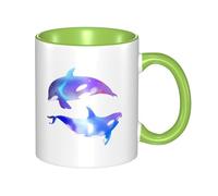 Tazze in ceramica bicolore, 11 once, elegante tazza da caffè in ceramica con orca assassina in 3D e interno colorato, tazza da tè, tazze da caffè per casa, ufficio e cucina
