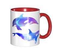 Tazze in ceramica bicolore, 11 once, elegante tazza da caffè in ceramica con orca assassina in 3D e interno colorato, tazza da tè, tazze da caffè per casa, ufficio e cucina