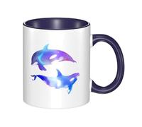 Tazze in ceramica bicolore, 11 once, elegante tazza da caffè in ceramica con orca assassina in 3D e interno colorato, tazza da tè, tazze da caffè per casa, ufficio e cucina