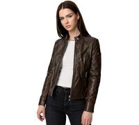 Tazzio F520 Veste en cuir véritable pour femme Style motard, marron, M