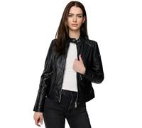 Tazzio F520 Veste en cuir véritable pour femme Style motard, Noir , S