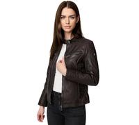 Tazzio F522 Veste en cuir véritable pour femme Style motard, marron, M