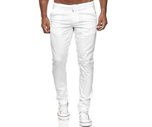 Tazzio M530-1 Pantalon chino slim fit pour homme Noir stretch, Blanc., 30W x 32L