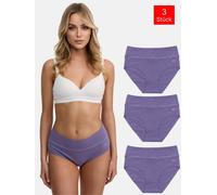 Tazzio Lot de 3 slips taille haute pour femme F920, lilas, M