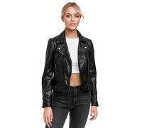 Tazzio Veste en cuir véritable pour femme avec détails de fermeture éclair et col à revers F509, Noir , S