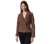 Tazzio Veste en cuir véritable pour femme look motard F500, marron, S
