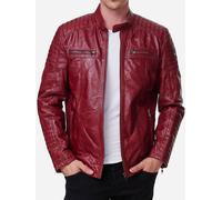 Tazzio 19709 Veste en cuir véritable pour homme, rouge bordeaux, L