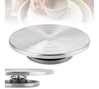TAZZOR Disque de Poterie en Aluminium de 25 cm, Tour de Poterie Support Pivotant à 360 °, Plateau Tournant Plateau en Argile Métallique, Outil de Sculpture Tournette de Potier