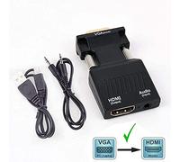 TB® Adaptateur convertisseur VGA vers HDMI avec Audio 1080P (Source de Sortie VGA vers TV/Moniteur/LCD avec connecteur d'entrée HDMI) Active mâle VGA vers HDMI Femelle convertisseur
