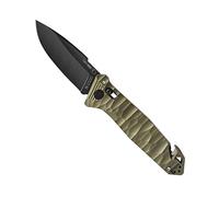 TB Outdoor - Couteau CAC® - Couteau Armée Française - Survie et Outdoor - Lame Lisse Anti-Corrosion - avec Coupe Sangle - Manche PA6 FV Kaki - Lame Utile 85 mm