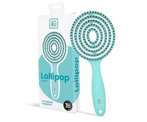 Tb Tools For Beauty - Brosse à Cheveux Démêlante Antistatique Ergonomique Lollipop Couleur Turquoise Massage Cuir Chevelu Brins Vegan Douce et Confortable Pour Cheveux Mouillés et Secs