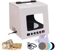 TB300 Kit de boîte à lumière pour photographie de bijoux - Mini tente de prise de vue avec plateau tournant à 360° et 4 LED de rendu des couleurs haute pour de superbes photos de bijoux en studio à