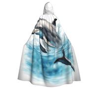 TBABMDPDM Cape à capuche avec imprimé dauphin océanique qui vous regarde, pour homme et femme, cape médiévale pour cosplay, costume de sorcière