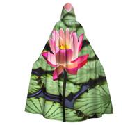 TBABMDPDM Cape à capuche avec imprimé fleur de lotus pour homme et femme - Cape médiévale pour cosplay, costume de sorcière