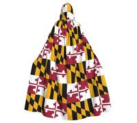 TBABMDPDM Cape à capuche pour homme et femme avec imprimé drapeau de l'État du Maryland pour déguisement médiéval de sorcière