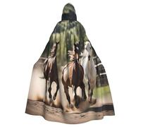 TBABMDPDM Cape à capuche pour homme et femme avec imprimé trois chevaux qui courent - Cape médiévale - Costume de sorcière
