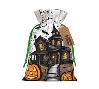 TBABMDPDM Happy-halloween-vector Print Sacs cadeaux de Noël, sacs en toile de jute avec cordon de serrage, tailles assorties pour les cadeaux de fête