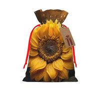 TBABMDPDM Magnifique sac cadeau de Noël imprimé tournesol 4 sacs en toile de jute avec cordon de serrage Tailles assorties pour cadeaux de fête