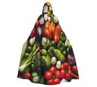 TBABMDPDM Présentation de divers légumes Imprimés Halloween Cape à capuche pour homme et femme Cape médiévale Cosplay Costumes de sorcière