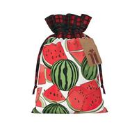 TBABMDPDM Sac cadeau en lin avec cordon de serrage Motif pastèque Rouge