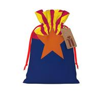TBABMDPDM Sacs cadeaux de Noël avec cordon de serrage et motif drapeau de l'État de l'Arizona, tailles assorties pour cadeaux de fête