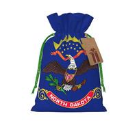 TBABMDPDM Sacs cadeaux de Noël avec cordon de serrage et motif drapeau de l'État du Dakota du Nord, tailles assorties pour cadeaux de fête
