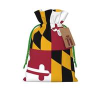 TBABMDPDM Sacs cadeaux de Noël avec cordon de serrage et motif drapeau de l'État du Maryland, tailles assorties pour cadeaux de fête
