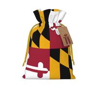TBABMDPDM Sacs cadeaux de Noël avec cordon de serrage et motif drapeau de l'État du Maryland, tailles assorties pour cadeaux de fête