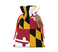 TBABMDPDM Sacs cadeaux de Noël avec cordon de serrage et motif drapeau de l'État du Maryland, tailles assorties pour cadeaux de fête