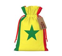 TBABMDPDM Sacs cadeaux de Noël avec cordon de serrage et motif drapeau du Sénégal - Tailles assorties pour cadeaux de fête