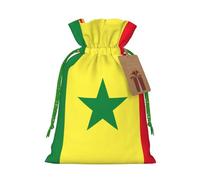 TBABMDPDM Sacs cadeaux de Noël avec cordon de serrage et motif drapeau du Sénégal - Tailles assorties pour cadeaux de fête