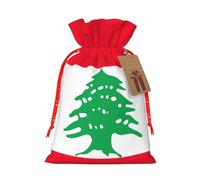 TBABMDPDM Sacs cadeaux de Noël avec motif drapeau du Liban, sacs en toile de jute avec cordon de serrage, tailles assorties pour cadeaux de fête