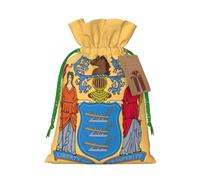TBABMDPDM Sacs cadeaux de Noël imprimés drapeau du New Jersey, sacs en toile de jute avec cordon de serrage, tailles assorties pour cadeaux de fête