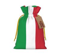 TBABMDPDM Sacs cadeaux de Noël imprimés drapeau italien, sacs en toile de jute avec cordon de serrage, tailles assorties pour cadeaux de fête