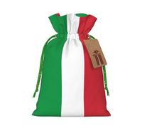 TBABMDPDM Sacs cadeaux de Noël imprimés drapeau italien, sacs en toile de jute avec cordon de serrage, tailles assorties pour cadeaux de fête