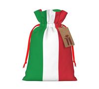 TBABMDPDM Sacs cadeaux de Noël imprimés drapeau italien, sacs en toile de jute avec cordon de serrage, tailles assorties pour cadeaux de fête