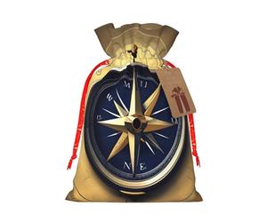 TBABMDPDM Sacs cadeaux de Noël imprimés Loi de la boussole en toile de jute avec cordon de serrage Tailles assorties pour cadeaux de fête