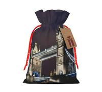 TBABMDPDM Sacs cadeaux de Noël Tower Bridge à Londres, sacs en toile de jute avec cordon de serrage, tailles assorties pour cadeaux de fête